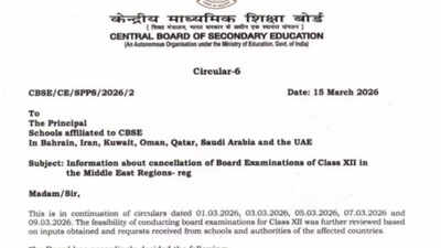 Iran war fallout: CBSE cancels Class 12 board exams in seven Middle East countries