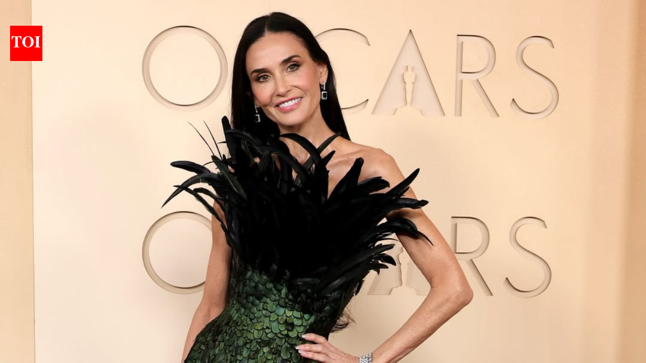 Oscars 2026: Demi Moore turns heads in an emerald feathered custom gown | English Movie News