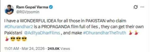 Ram Gopal Varma suggests Pakistan make 'Dhurandhar: The Truth' as the Ranveer Singh starrer faces a propaganda tag | Hindi Movie News