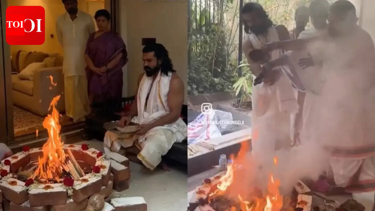 Ram Charan and Chiranjeevi perform a special Homam as Rama Navami coincides with actor's birthday - WATCH |