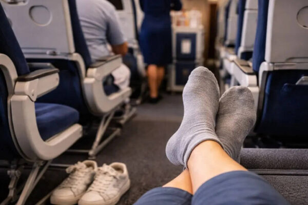 Why you should never go barefoot on a plane and always wear socks |