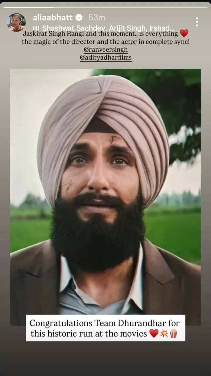 Alia Bhatt reviews 'Dhurandhar 2', congratulates team for the historic box office run: 'Magic of the director, actor in sync' |