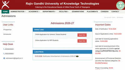 Basara IIIT notification 2026 released as RGUKT begins applications for six year B.Tech programme