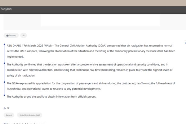 UAE travel update: Airspace reopens as GCAA lifts precautionary measures; flights resume normal operations |