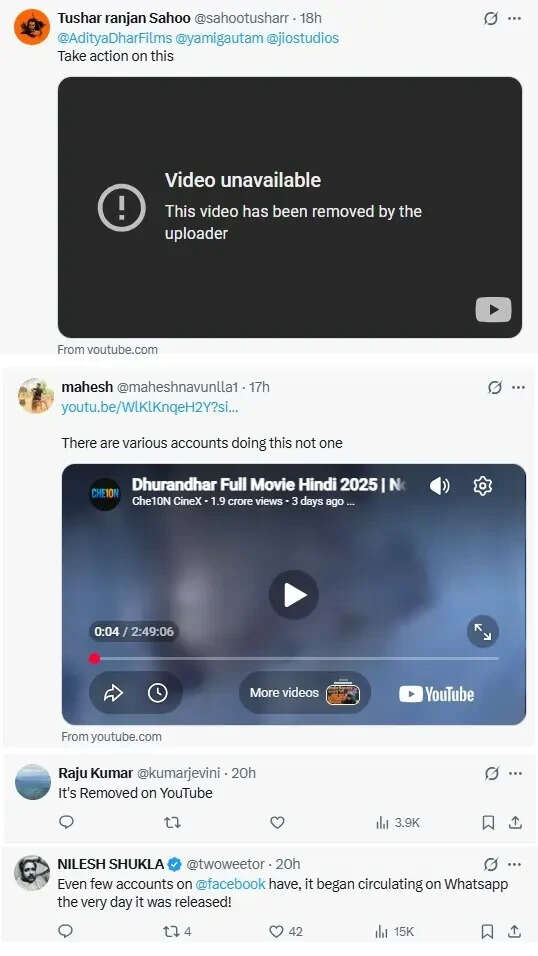 'Dhurandhar 2' full movie leaked on YouTube and piracy sites, taken down after fans alert makers - Reports | Hindi Movie News