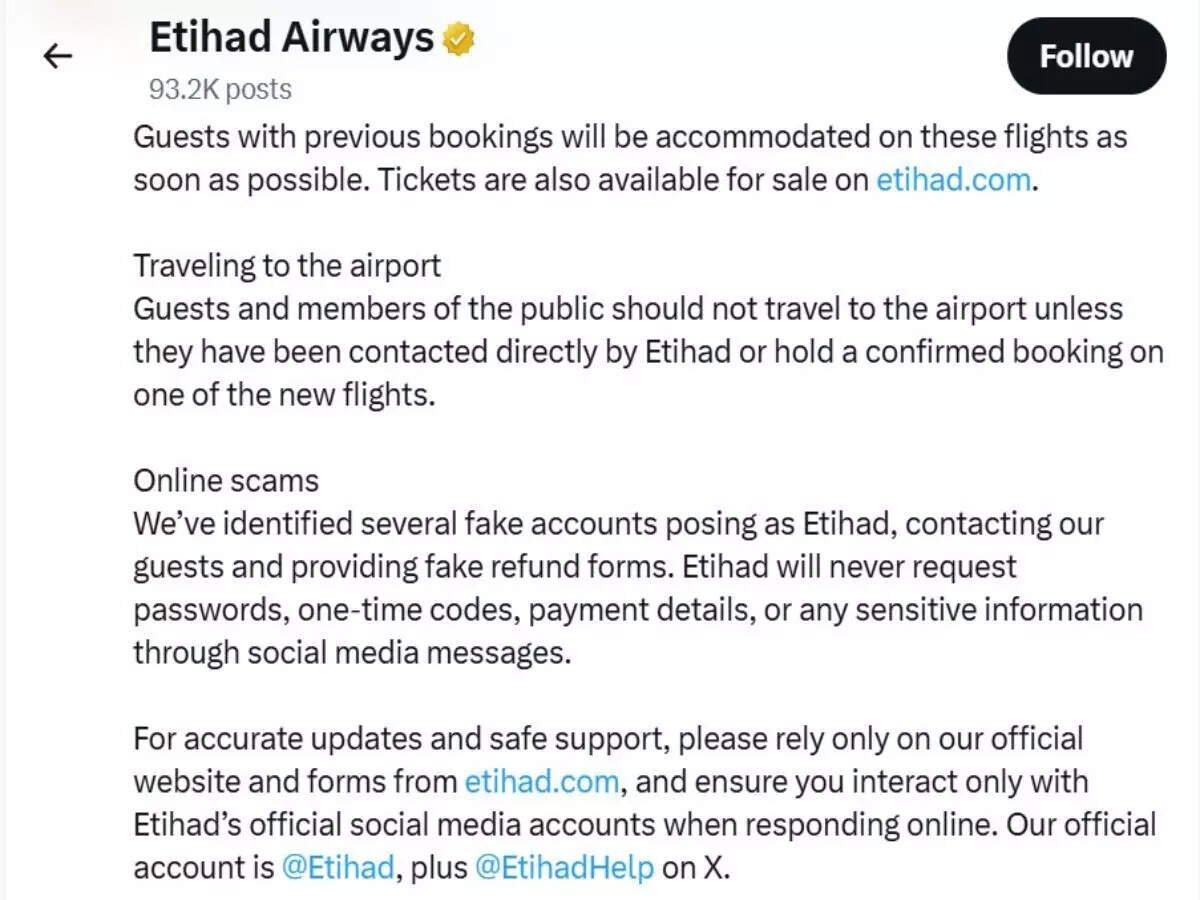 Uae Flight Disruption: Dubai Airports update: Etihad, flydubai, Emirates and Air Arabia run limited flights on March 13; airlines warn passengers of scams