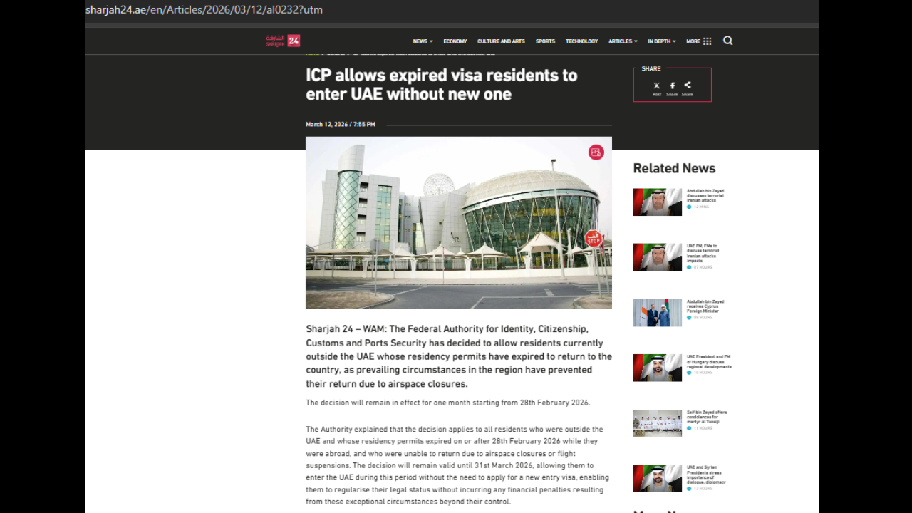 UAE travel update: Expats with expired residency visas allowed to return until March 31 |