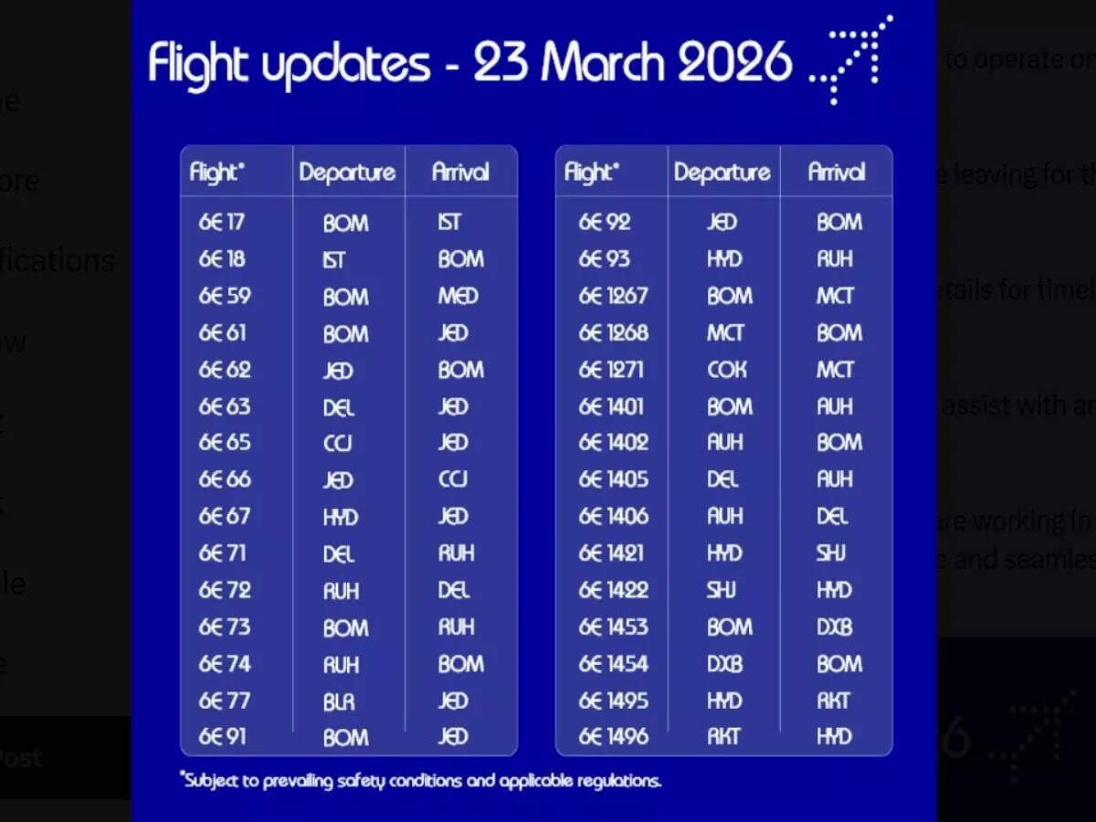 Dubai International Airport: Dubai Airports update 23 March: Air India group to operate 30 flights; IndiGo warns of “changes at short notice due to the evolving situation in the Middle East”