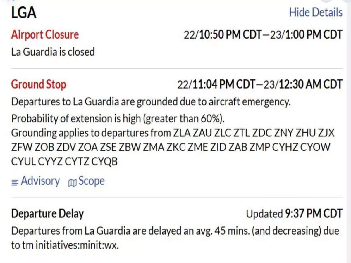LaGuardia Airport Shuts Down: New York’s LaGuardia Airport shuts down temporarily after Air Canada Express plane hits ground vehicle; what travellers should know |