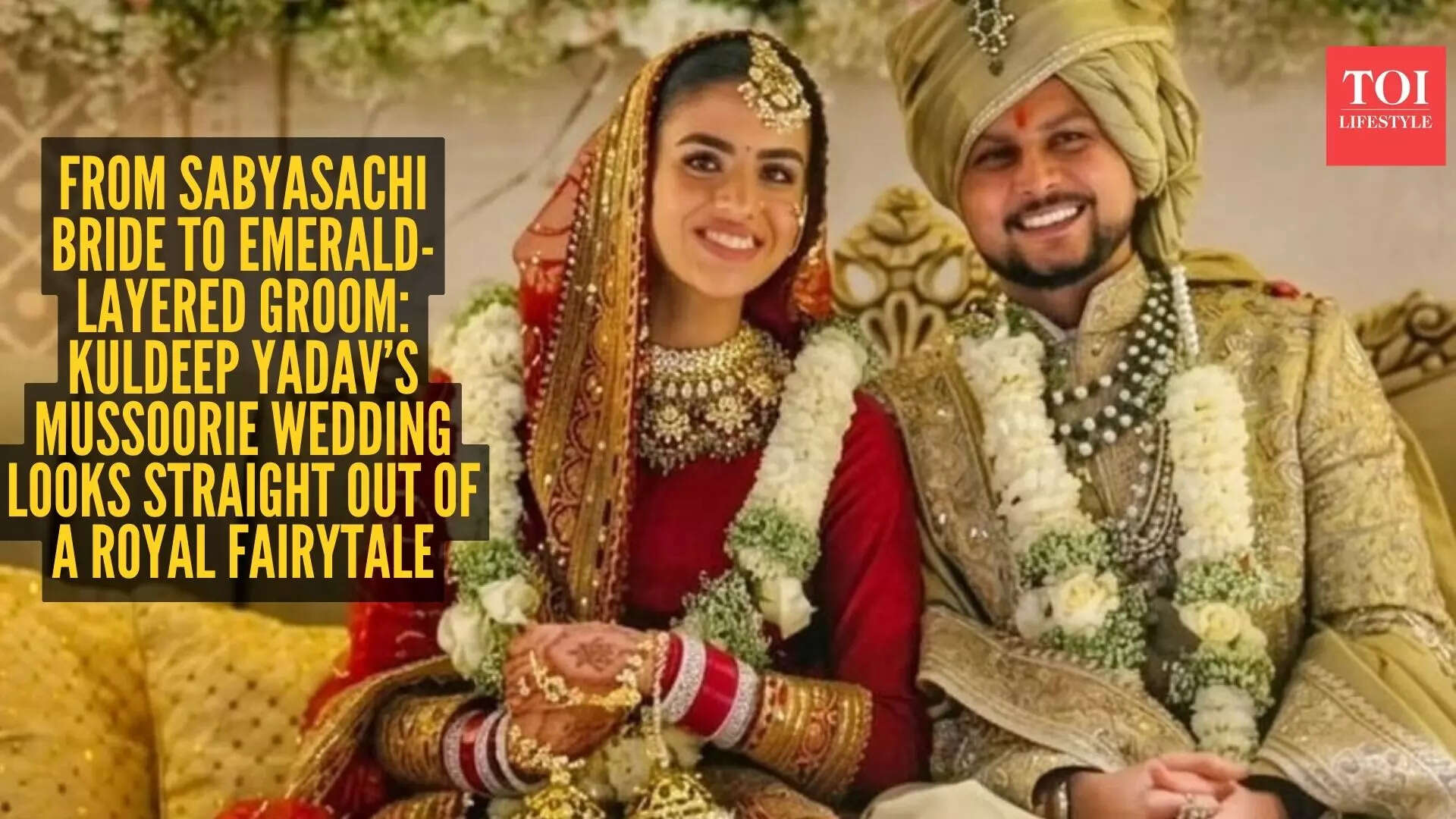 Bride joins the Sabyasachi brides club, groom's emerald-layered sherwani steals the show