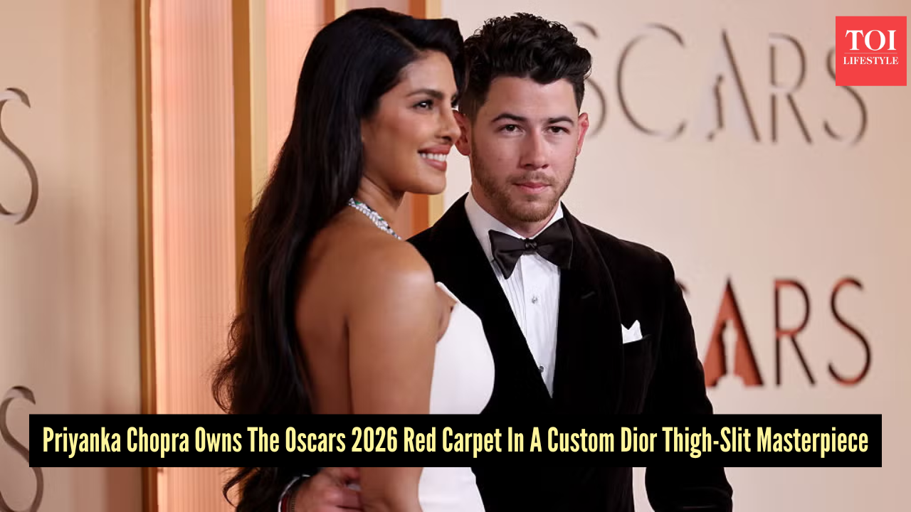 Priyanka Chopra Jonas turns the Oscars 2026 into her personal runway in a custom Dior thigh-slit gown, and Nick Jonas has to be her best accessory