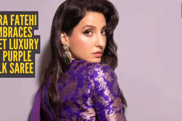 Nora Fatehi looks divine in a deep purple Raw Mango saree