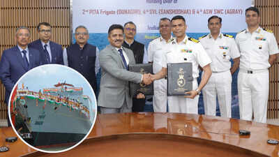 Big boost for maritime strength: Navy gets delivery of 2 warships, 1 survey vessel in one day | India News