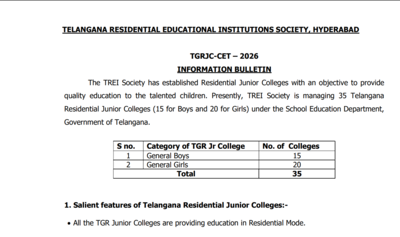 TGRJC CET 2026 registration underway at tgrjc.cgg.gov.in: Direct link to apply here