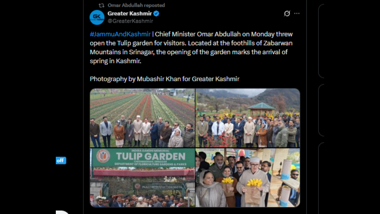 Tulip Garden Srinagar: Asia’s largest Tulip Garden opens in Srinagar, marking arrival of spring; CM Omar Abdullah inaugurates it today |