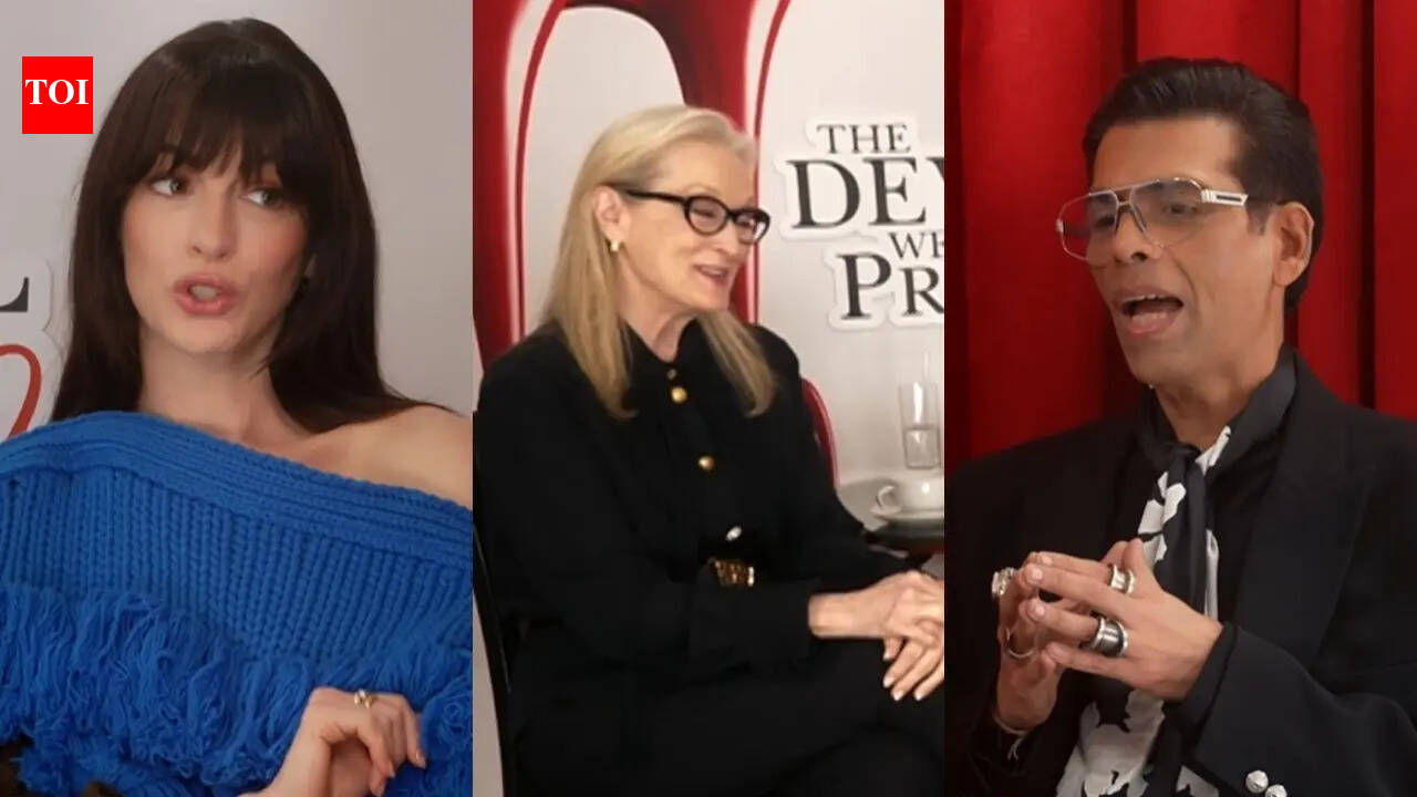 Meryl Streep approves of Karan Johar’s Rs 1.25 lakh shoes as he chats with her and Anne Hathaway ahead of 'The Devil Wears Prada 2' | Hindi Movie News