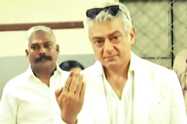 Ajith Kumar arrives in style to cast his vote; Fans gather in large numbers to greet the 'Good Bad Ugly' actor | Tamil Movie News
