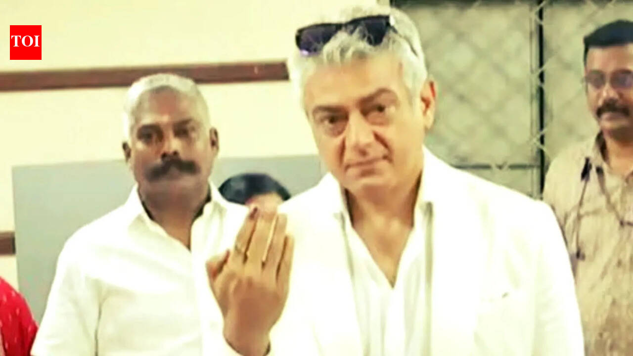 Ajith Kumar arrives in style to cast his vote; Fans gather in large numbers to greet the 'Good Bad Ugly' actor | Tamil Movie News