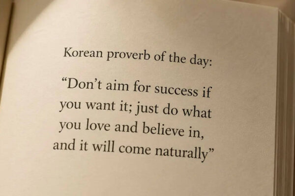 Korean proverb of the day for success: “Don’t aim for success if you want it; just do what you love and believe in, and it will come naturally” — lessons on passion, purpose, consistency, and long-term growth |