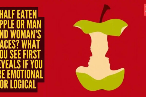 Optical illusion personality test: Half eaten apple or man and woman's faces? What you see first reveals if you are emotional or logical