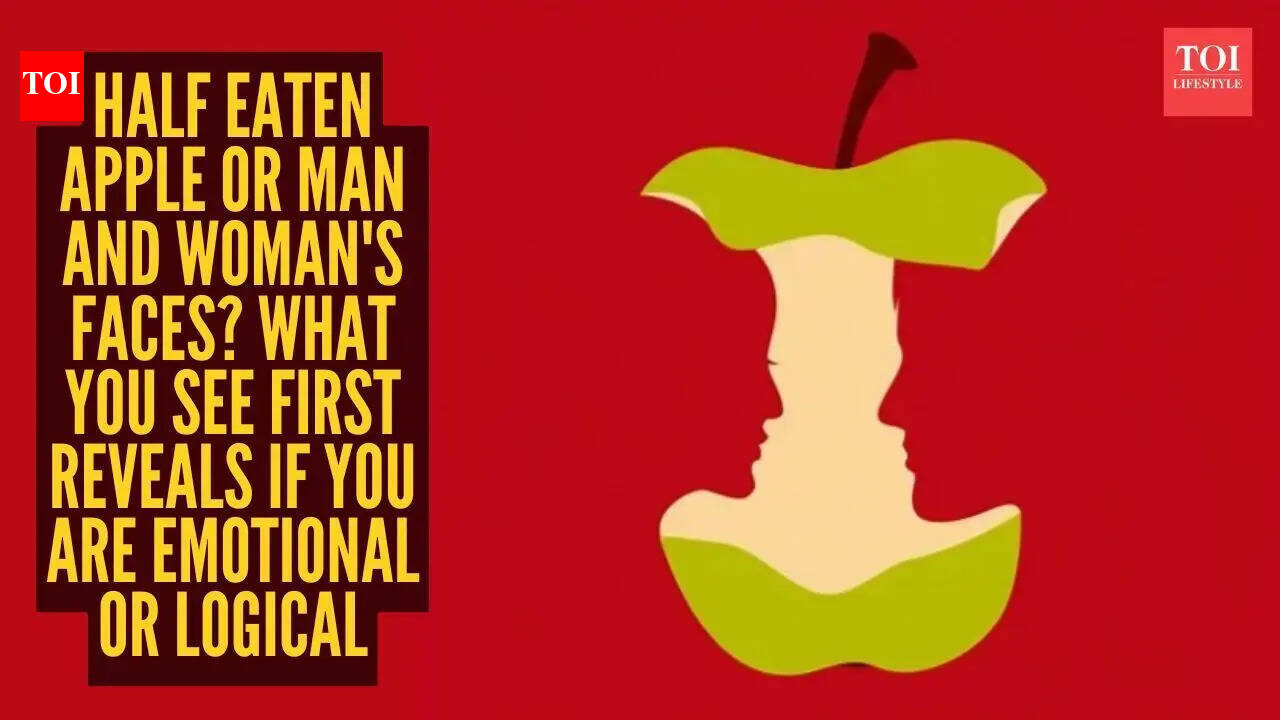 Optical illusion personality test: Half eaten apple or man and woman's faces? What you see first reveals if you are emotional or logical