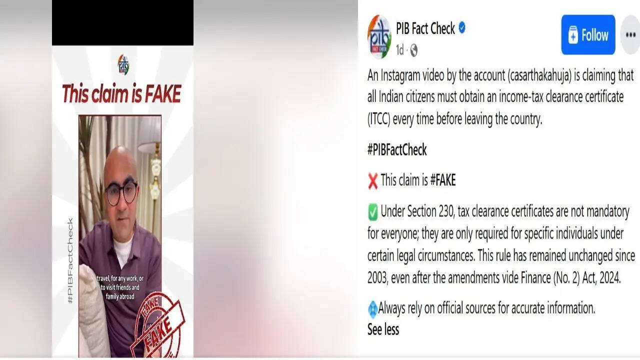 Influencer’s claim that “Indians will have to get Income-Tax Clearance Certificate every time they travel internationally”; this is what Income Tax Department has to say |