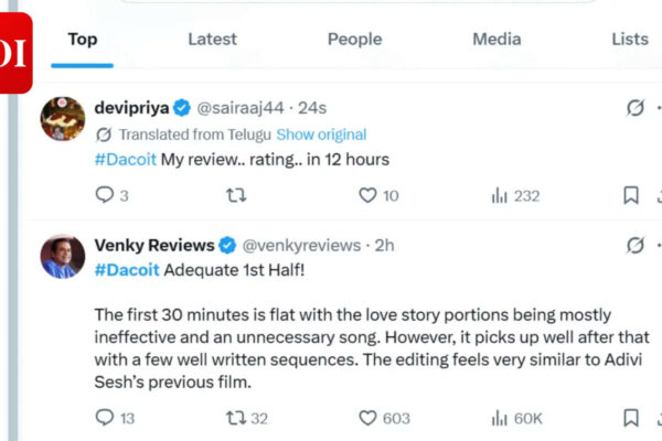 'Dacoit' Twitter reviews: Adivi Sesh and Mrunal Thakur film receives divided opinions; Nani calls it a true blockbuster | Telugu Movie News