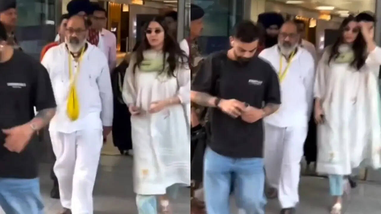 Spotted in Delhi, Anushka Sharma nails easy-breezy airport style, while Virat Kohli keeps it cool and casual