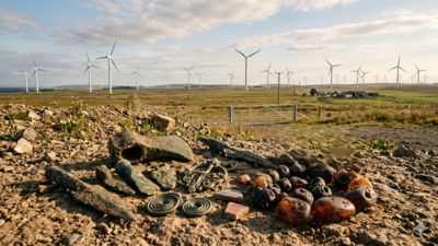 Wind turbine workers struck a 3,000-year-old treasure and revealed a glittering hoard of Bronze Age jewellery |