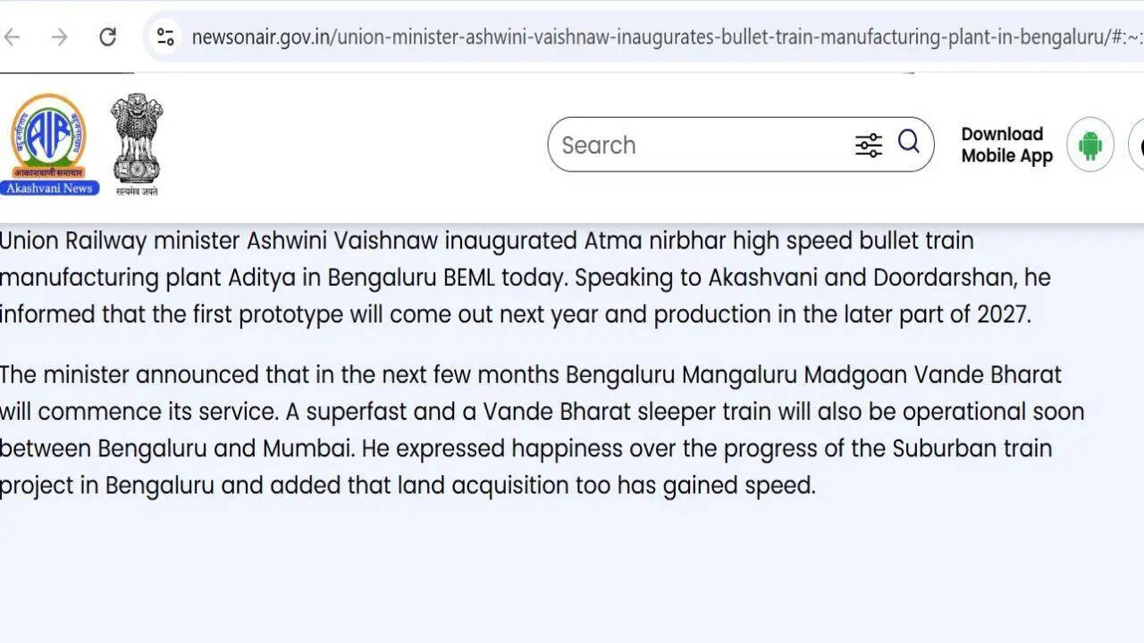 Vande Bharat between Bengaluru–Mangaluru-Madgaon (Goa) corridor coming soon; what it means for travellers