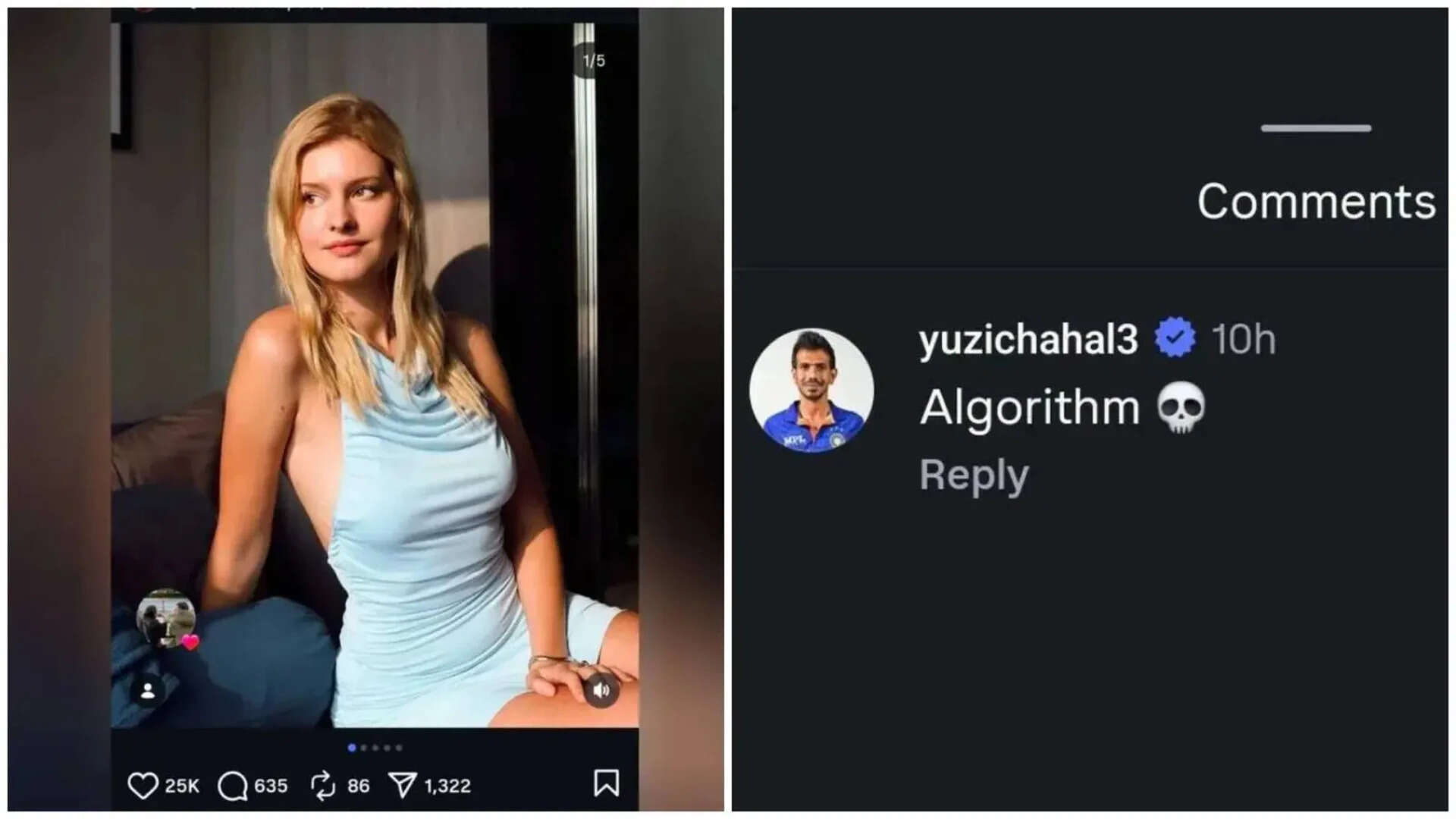 Yuzvendra Chahal’s ‘algorithm’ dig at Virat Kohli’s Instagram like on influencer LizLaz’s photos goes viral | Hindi Movie News