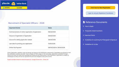 Indian Bank SO recruitment 2026 notification released for 350 specialist officer posts; apply here