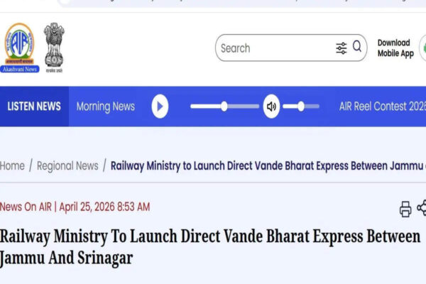 Jammu–Srinagar Vande Bharat Express set to launch on April 30; travel time cut to 5 hours