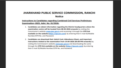 JPSC city intimation slip 2026 released for CSE prelims exam: Direct link to download here