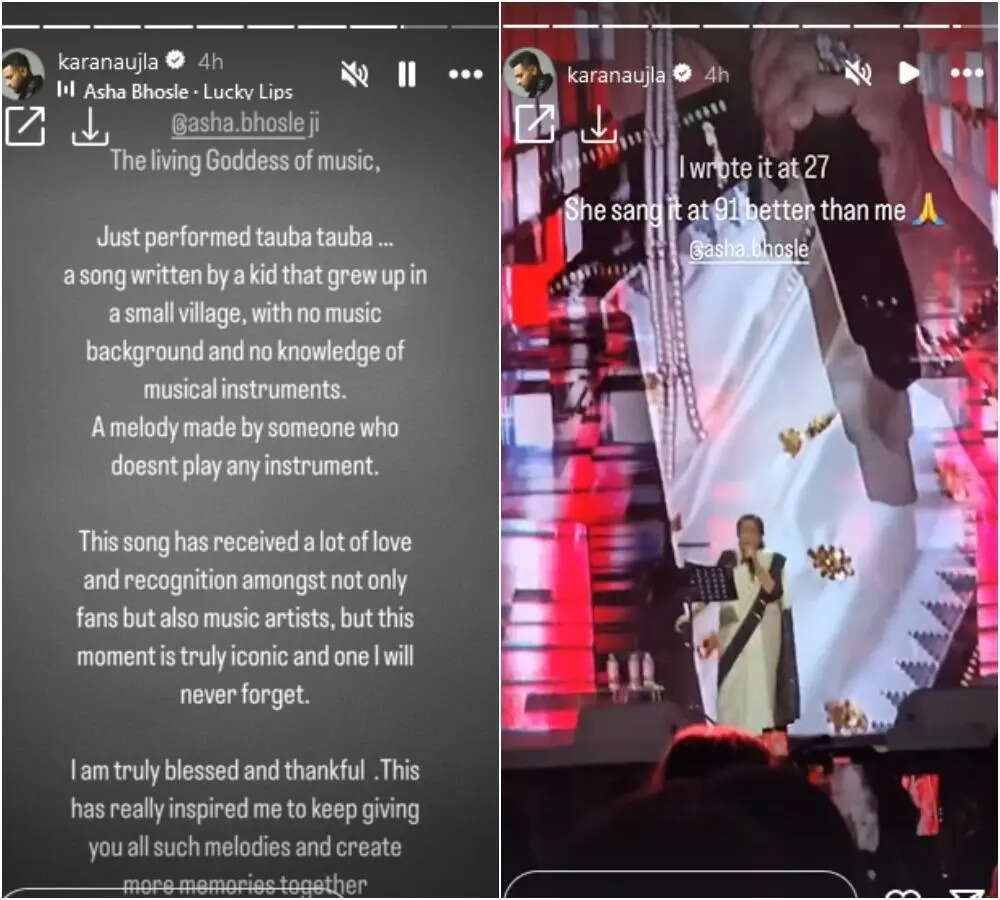 Asha Bhosle Death: Karan Aujla honors Asha Bhosle at Mumbai 2.0 concert; screens throwback 'Tauba Tauba' video during the show | Hindi Movie News