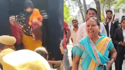 Meerut Blue Drum Murder Case: ‘Wo Rs 50,000 deta tha, fir bhi maar diya’: Mother confronts Meerut blue drum murder accused Muskan outside court | Meerut News