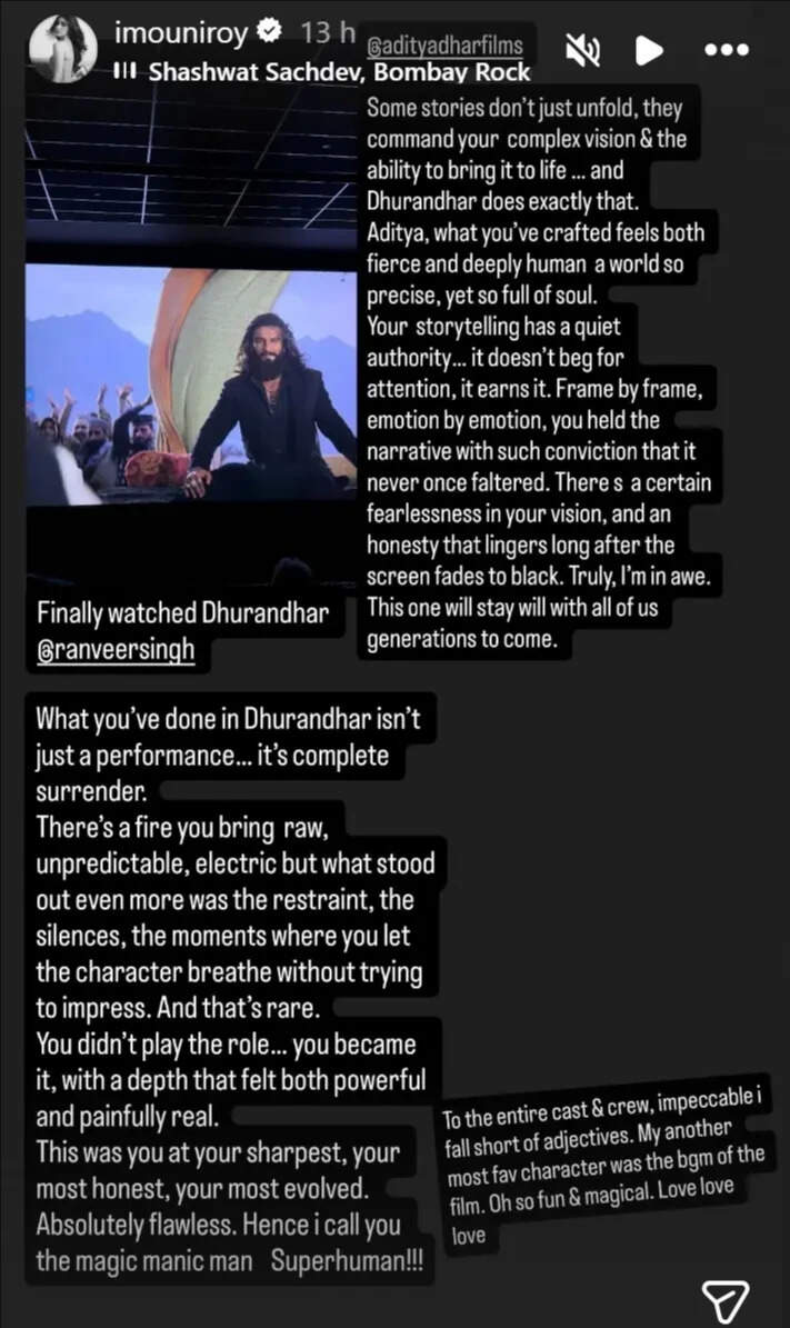 Mouni Roy calls Ranveer Singh 'superhuman' as she reviews 'Dhurandhar: The Revenge': 'Film will stay with us for generations' | Hindi Movie News