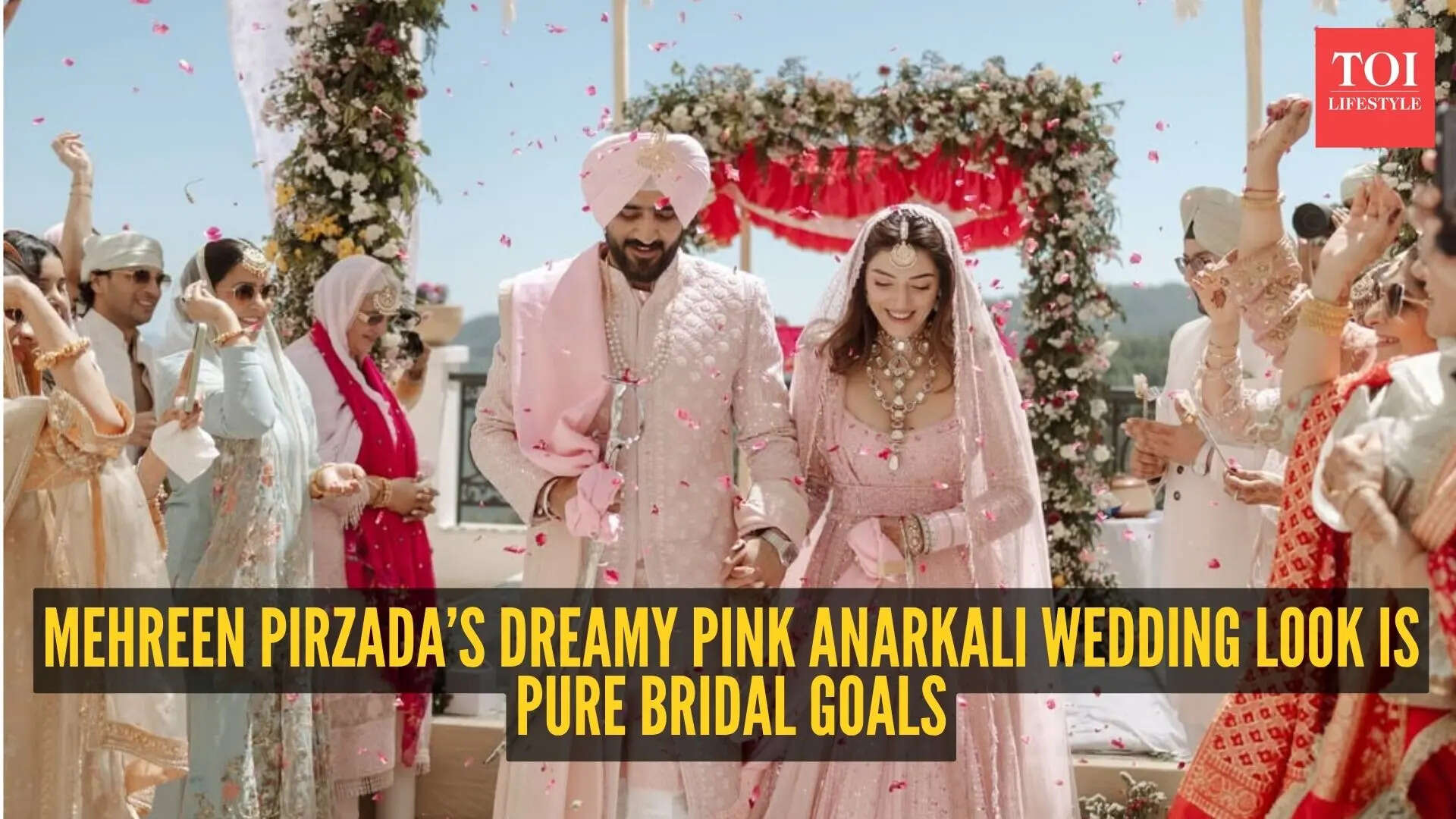 Decoding the dreamy pink Anarkali Mehreen Pirzada wore for her Anand Karaj