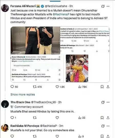'Dhurandhar 2' star Mustafa Ahmed's wife Radhieka Pandeya slams trolls over resurfaced tweets: 'Mustafa is not your bhai' | Hindi Movie News
