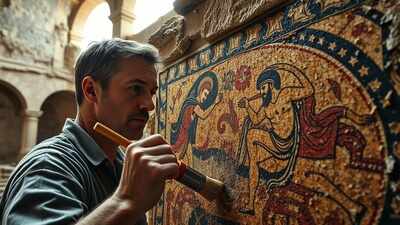 In 2020, a farmer's son walking a lockdown field noticed unusual fragments and uncovered a 1,600-year-old Roman mosaic |