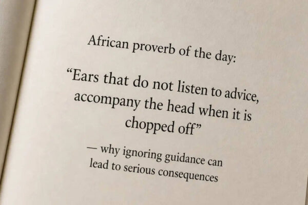 African proverb of the day: “Ears that do not listen to advice, accompany the head when it is chopped off” — why ignoring guidance can lead to serious consequences |