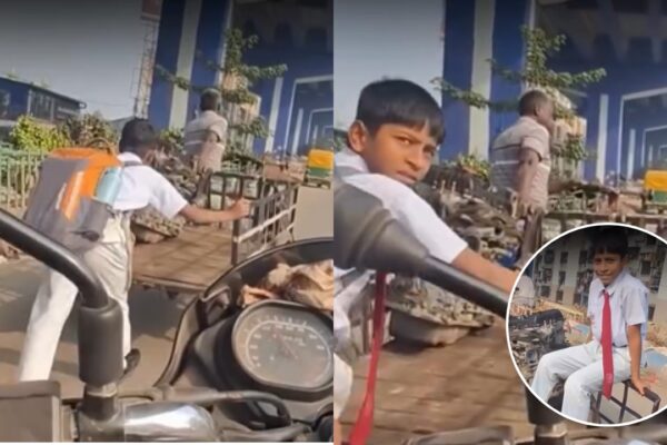 Young Boy Helps Father: Young boy in school uniform helps father pull his cart in scorching heat: 4 things privileged kids should learn from him