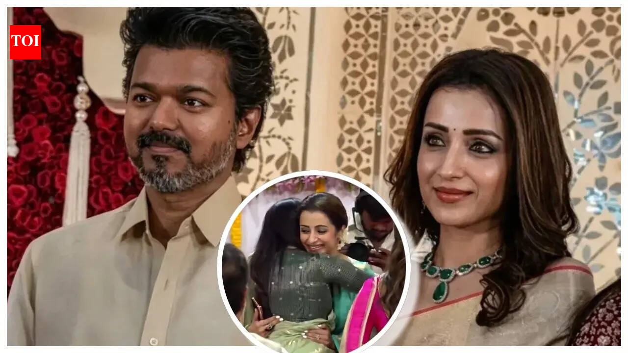 Vijay: Trisha Krishnan warmly greets Vijay's family ahead of the oath-taking ceremony in Chennai |