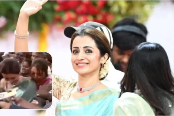 Vijay: Trisha Krishnan gets mobbed while leaving Vijay's Tamil Nadu CM oath ceremony; handles the post-event frenzy with grace | Tamil Movie News