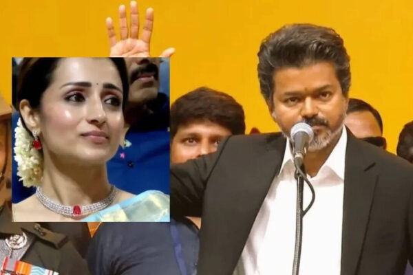 Trisha Krishnan’s emotional reaction to Vijay’s speech during the swearing-in ceremony goes viral; fans react | Tamil Movie News
