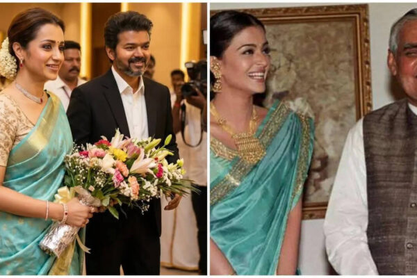 Trisha Krishnan’s blue saree at Vijay’s swearing-in reminds fans of Aishwarya Rai Bachchan’s iconic look with Atal Bihari Vajpayee |