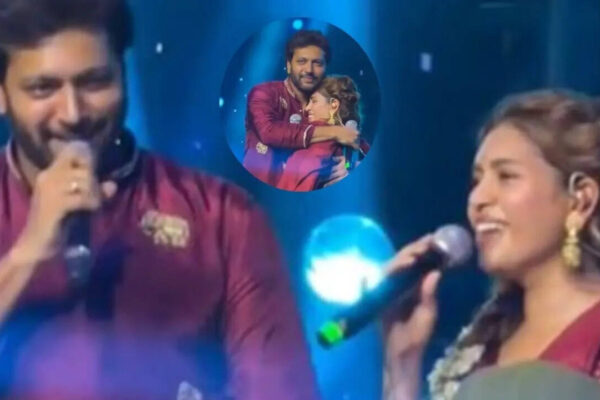 Ravi Mohan hugs Kenishaa after romantic song performance on stage: adorable expressions by 'Parasakthi' actor caught on camera | Tamil Movie News
