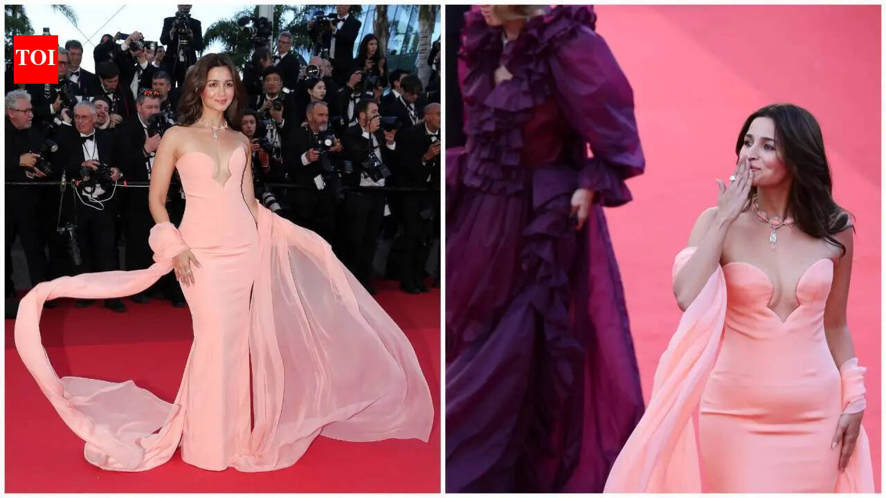 Cannes 2026: Alia Bhatt turns heads with jaw-dropping red carpet look at Cannes 2026 in dreamy peach gown | Hindi Movie News