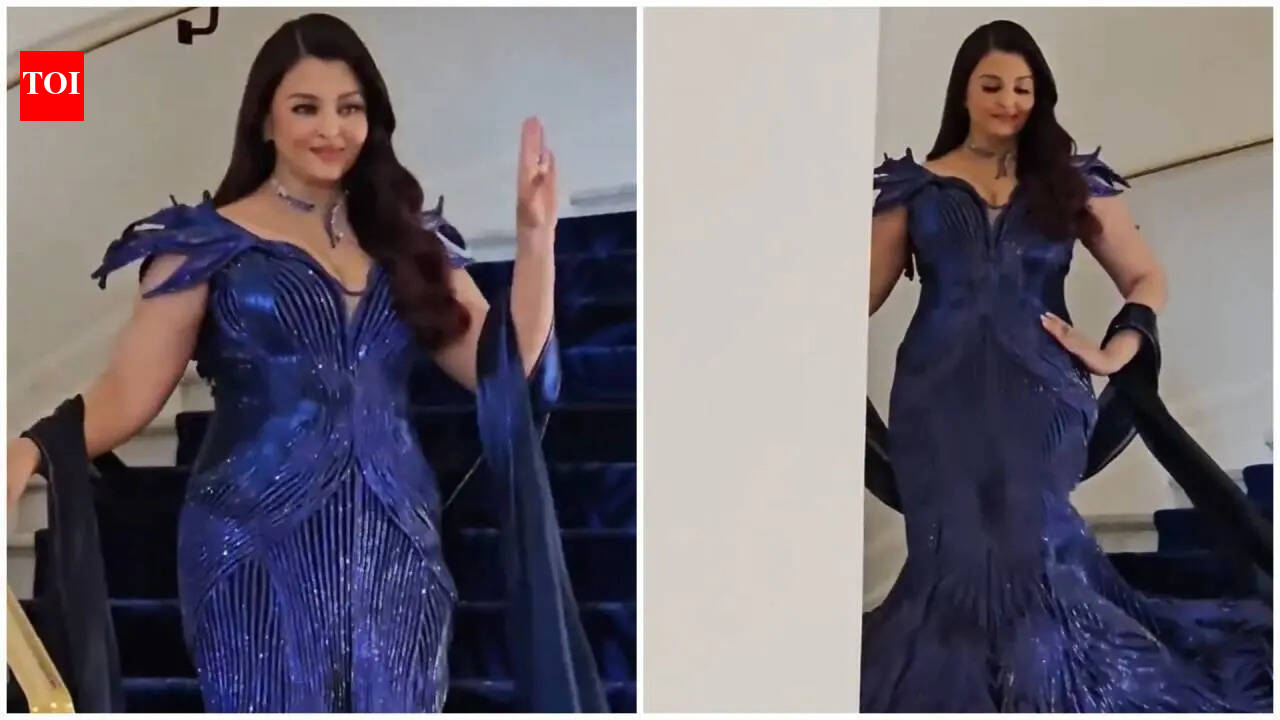 Aishwarya Rai Bachchan’s first Cannes 2026 look breaks the internet; actress dazzles in shimmering sapphire-blue gown | Hindi Movie News