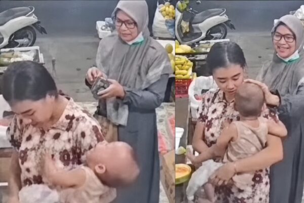 Toddler suddenly screams in fruit shop as CCTV captures disturbing act parents should never ignore